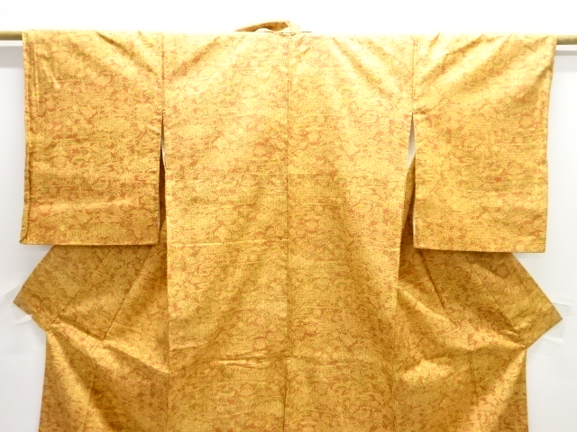  小槌に草花模様本場大島紬着物（染め）